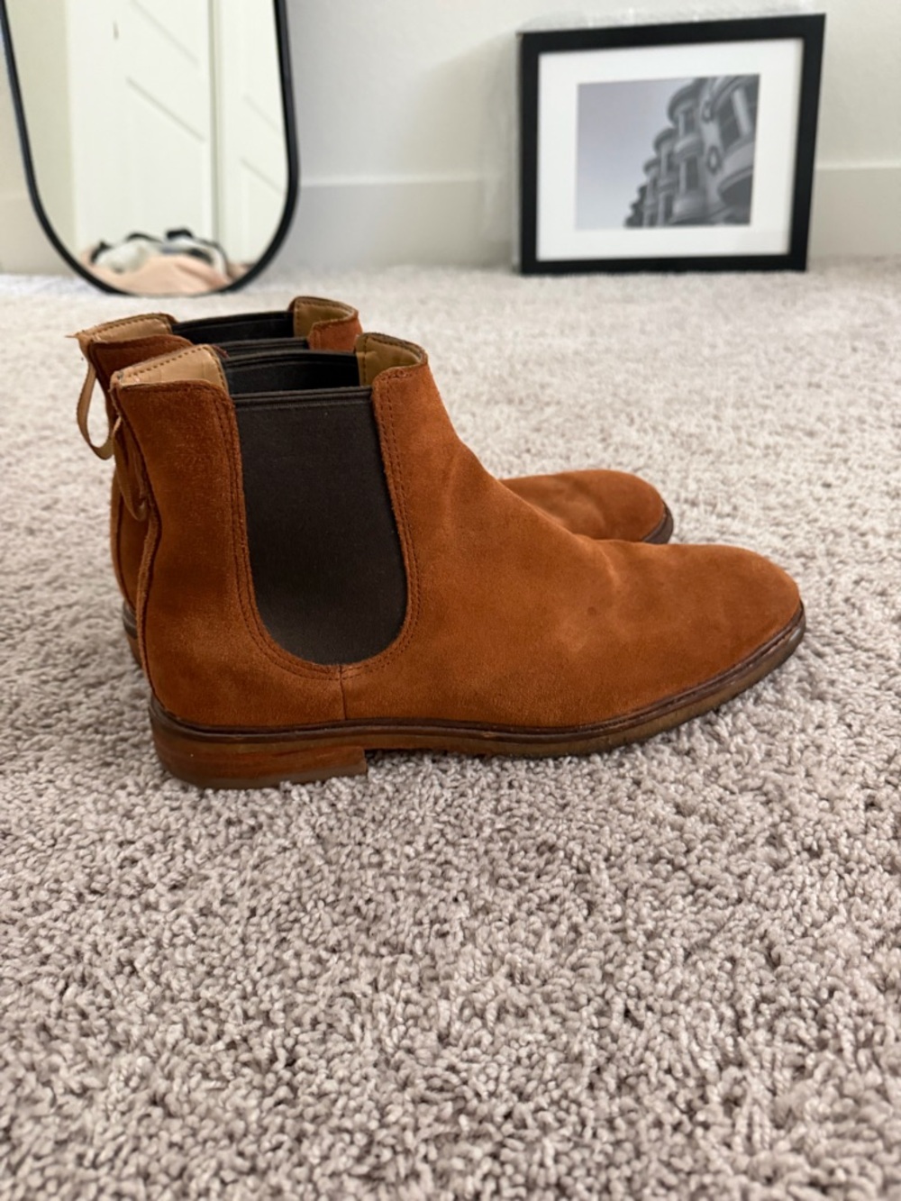 Clarks Clarkdale Mens Brown Suede Slip On Chelsea Boots dark tan - Picture 9 of 10